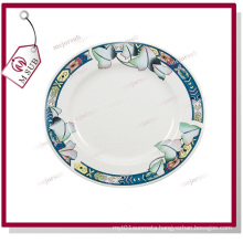 8′′ Ceramic Plate with Rim and Design of Lotus